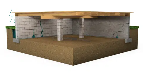 a drawing of a foundation of a house with a wooden floor .