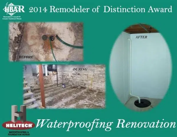 Helitech basement waterproofing system for waterproofing
