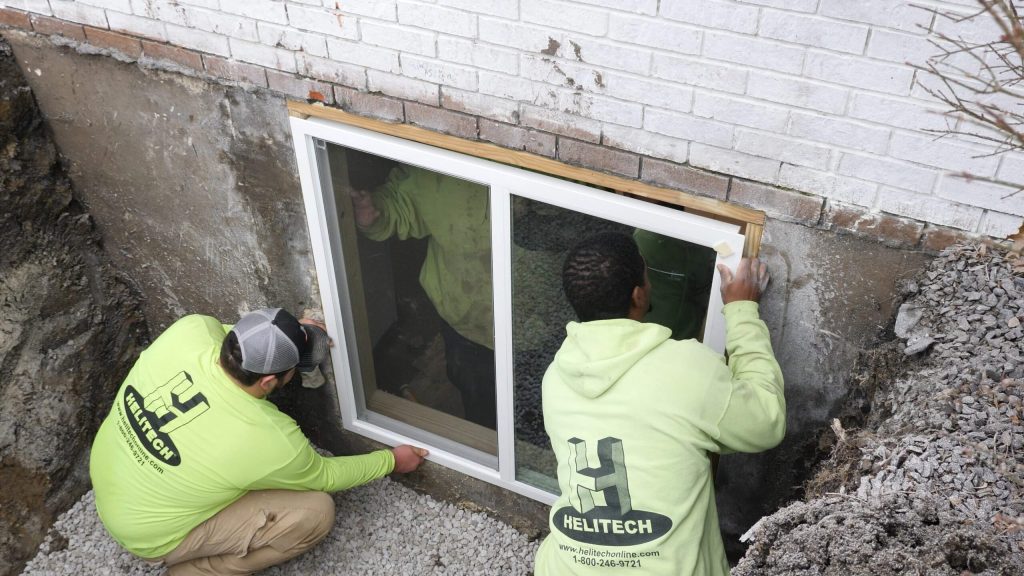Helitech professional service work for egress window installation in Springfield, IL