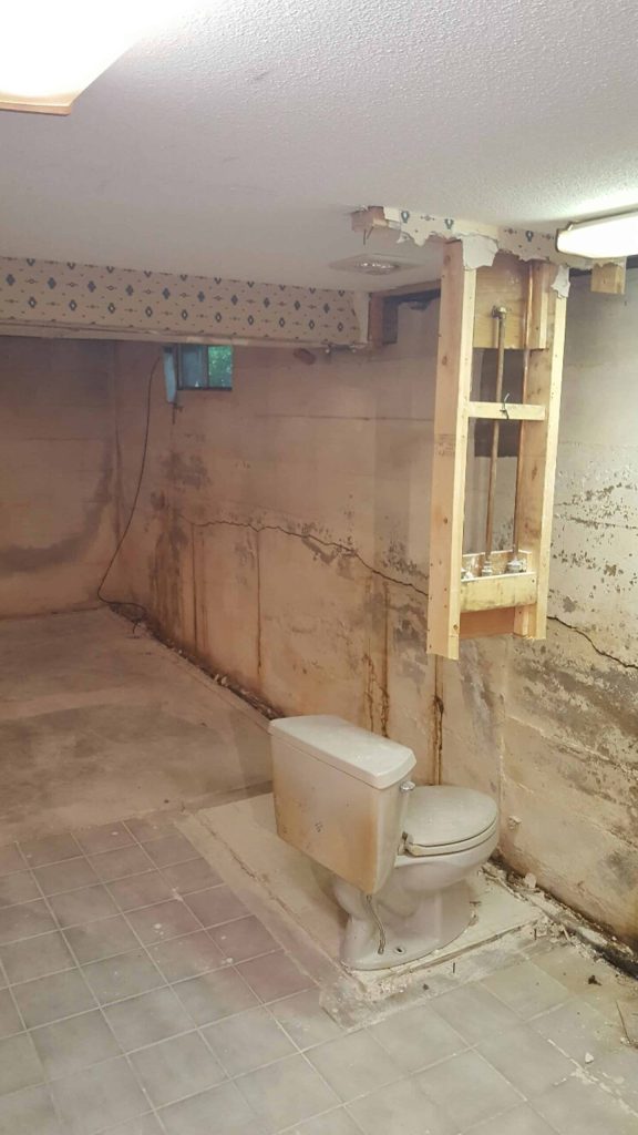 Helitech foundation before repair work for basement repair