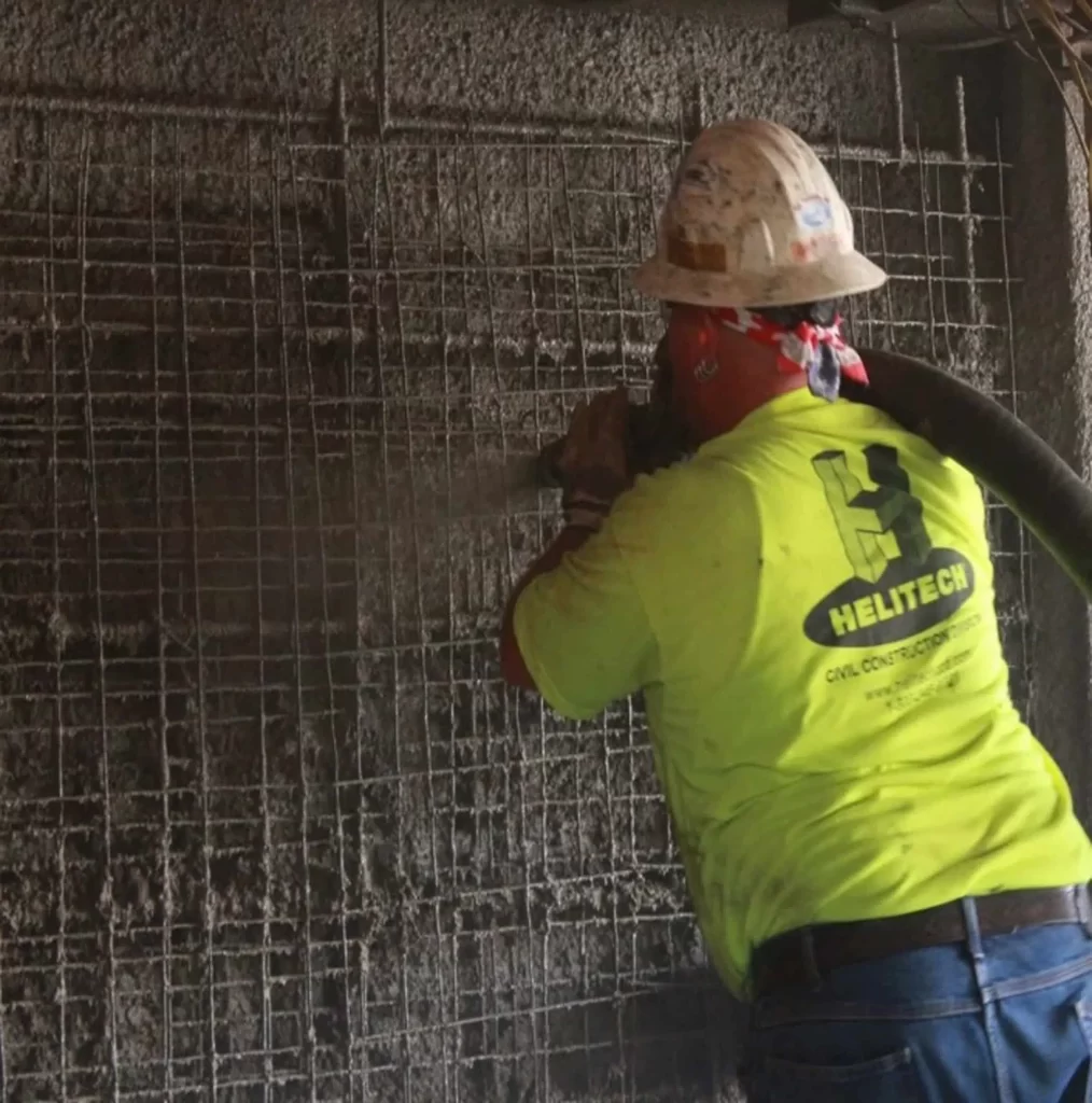 Helitech shotcrete application process for foundation services