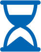 a blue hourglass is on a black background
