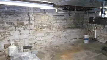 Helitech basement before waterproofing treatment for waterproofing