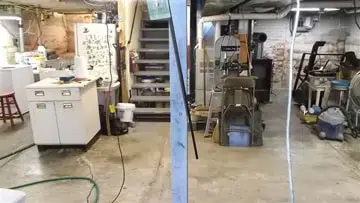 Helitech basement before waterproofing treatment for waterproofing