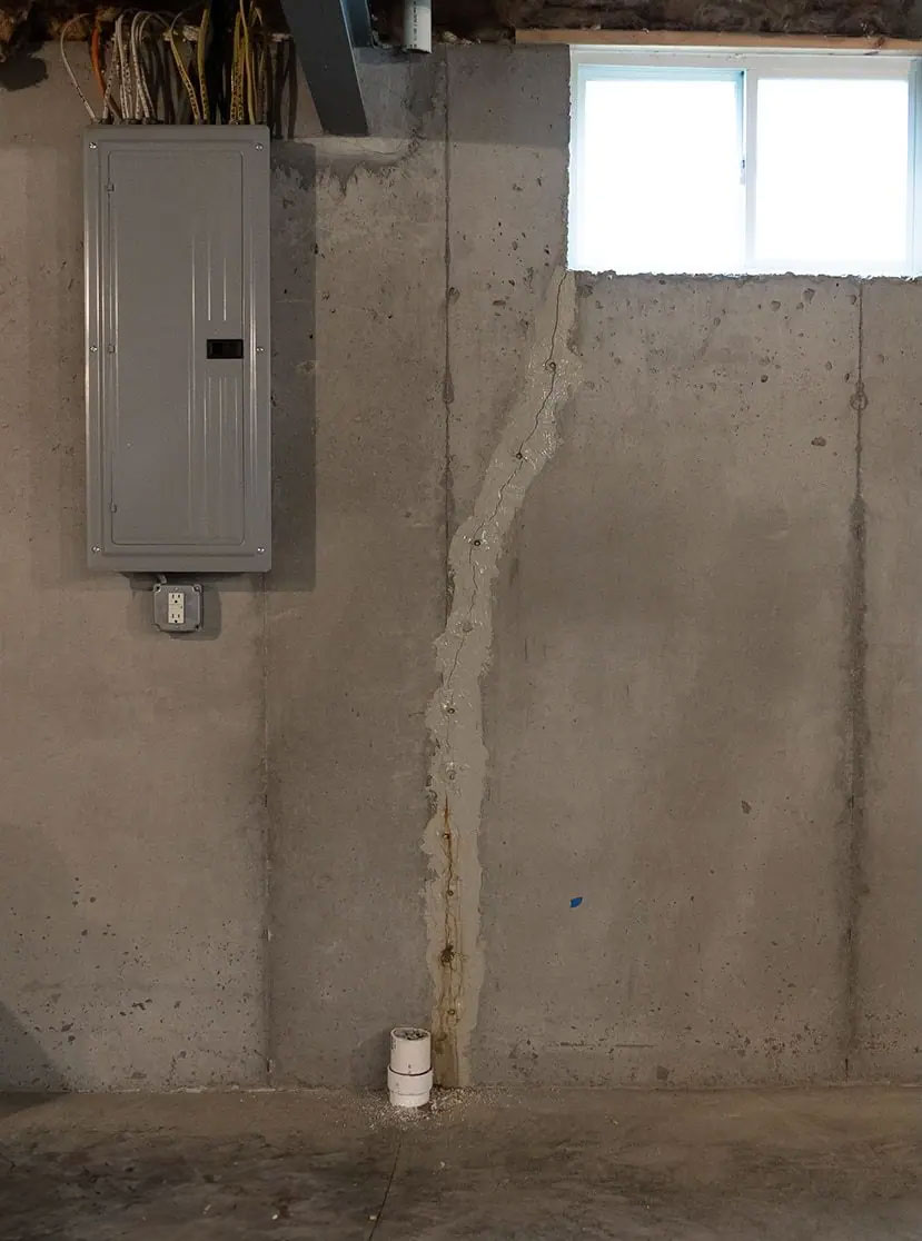 Crack in basement foundation wall