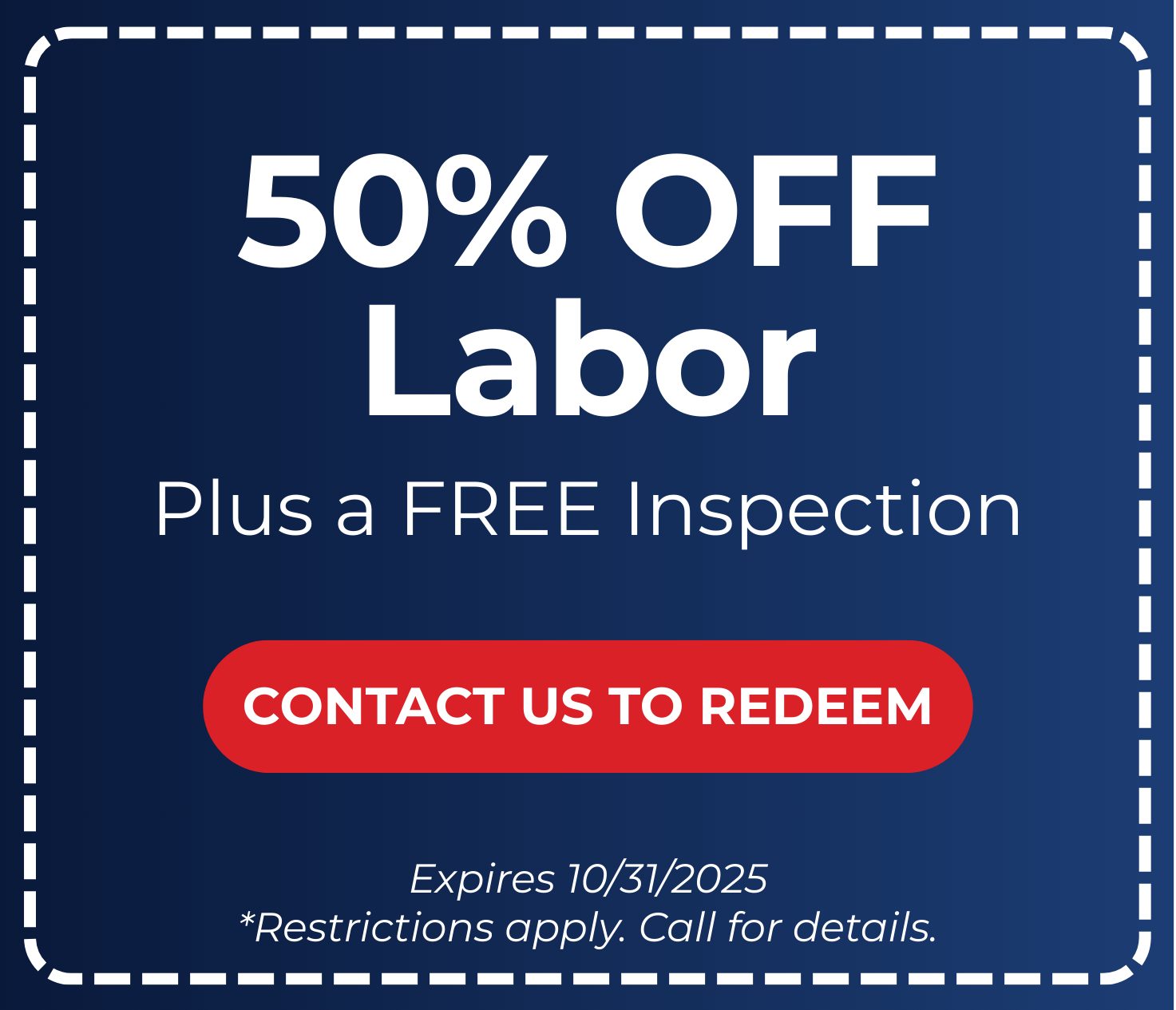 50% off labor offer