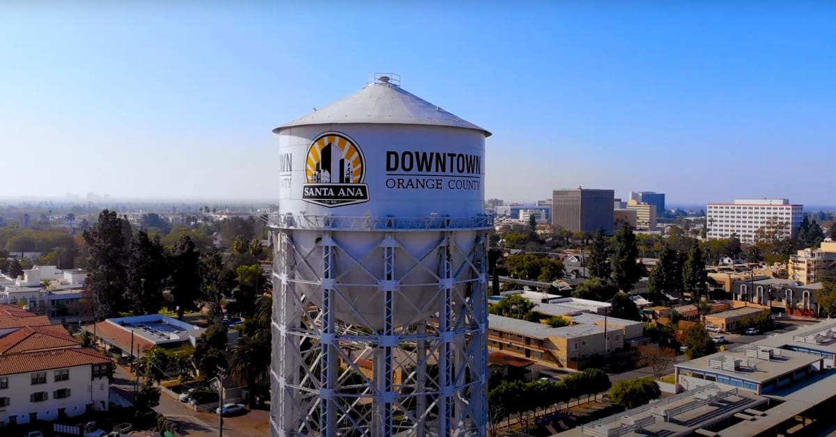 Image of the the water tower in Downtown Santa Ana (DTSA)